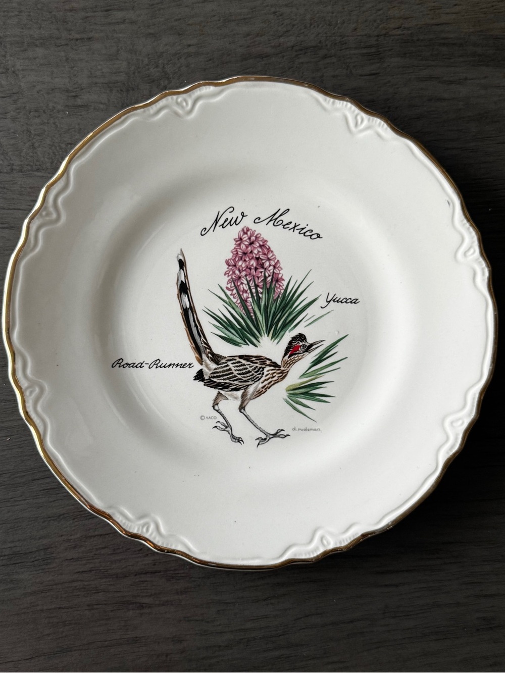 Vintage New Mexico Decorative Plate with Gold Trim